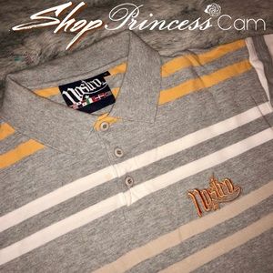 Nostro Gray/White/Yellow Stripe Polo Shirt Sz XL